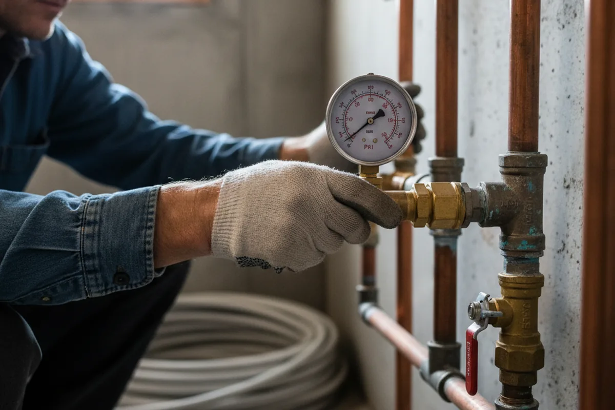 Pressure testing a repaired line during Water Line Repair in Nesbit